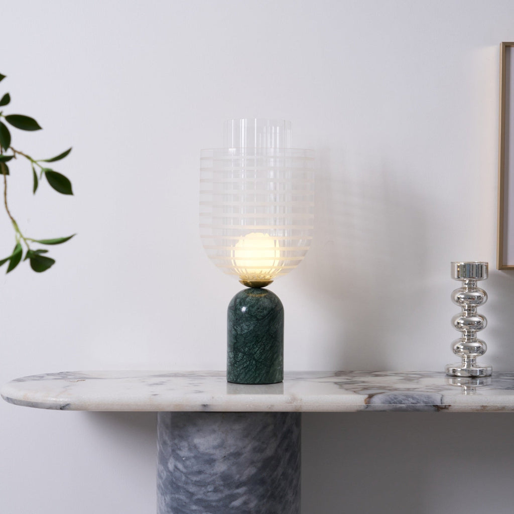 Lampe à poser moderne Banks en Marbre Vert et transparent