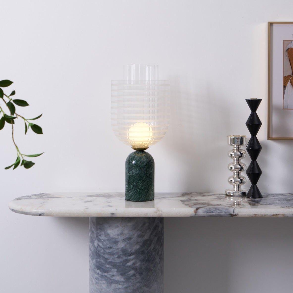 Lampe à poser moderne Banks en Marbre Vert et transparent