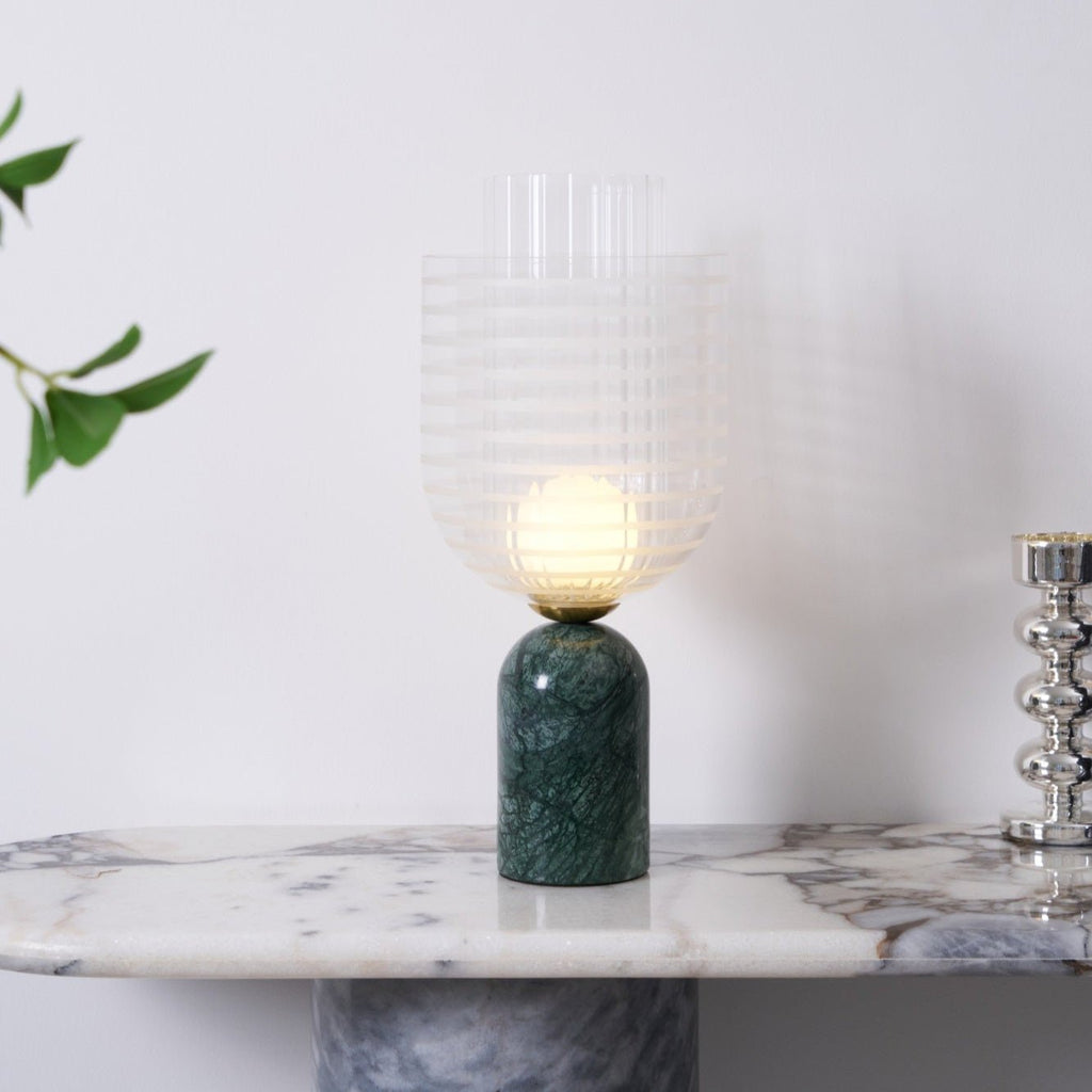 Lampe à poser moderne Banks en Marbre Vert et transparent