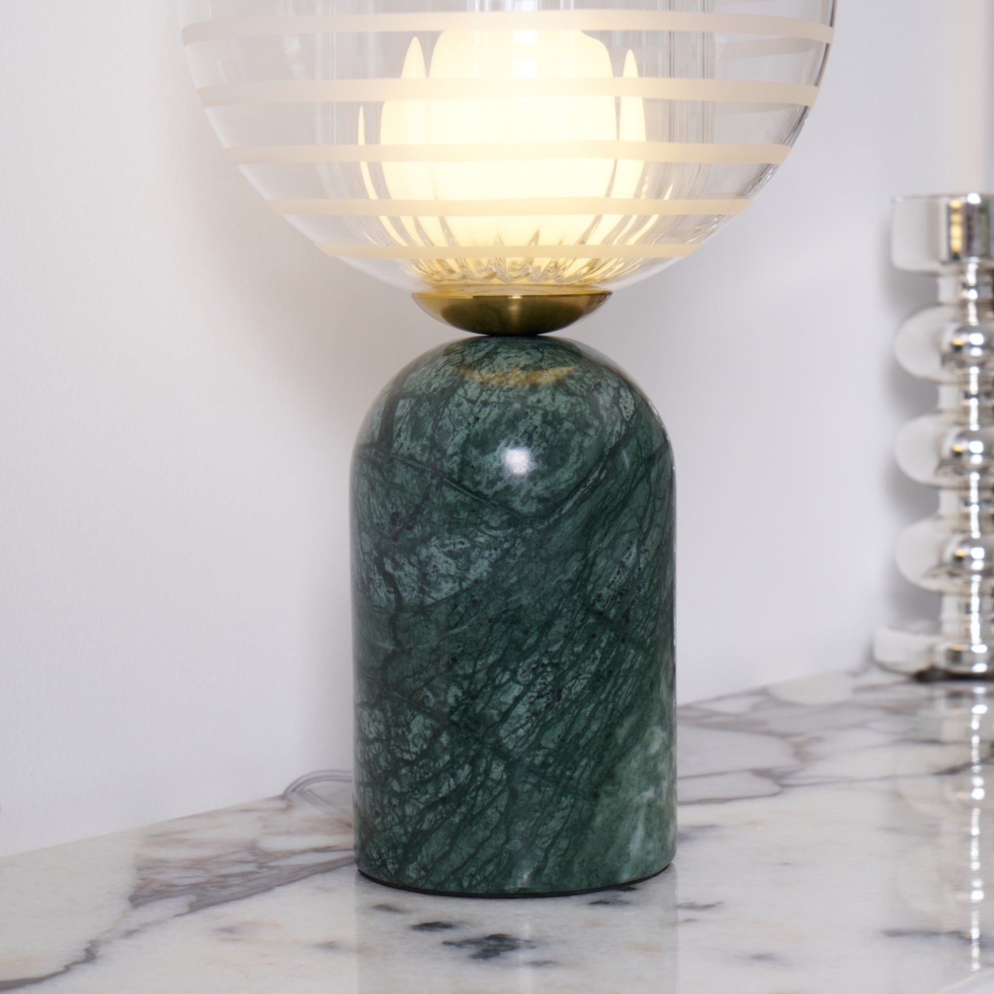 Lampe à poser moderne Banks en Marbre Vert et transparent