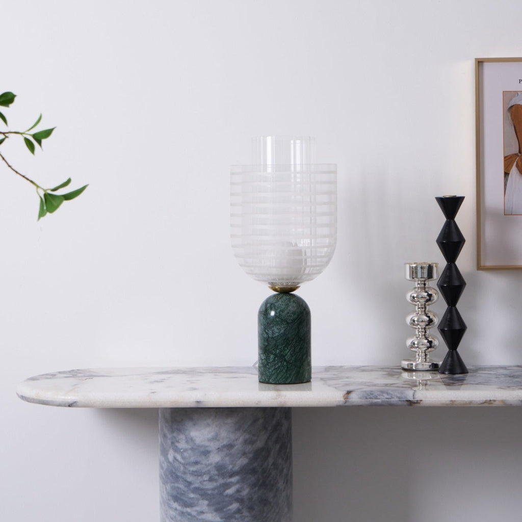 Lampe à poser moderne Banks en Marbre Vert et transparent