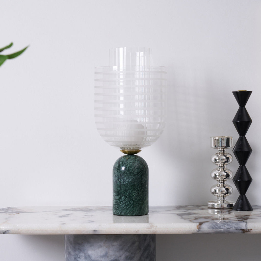 Lampe à poser moderne Banks en Marbre Vert et transparent
