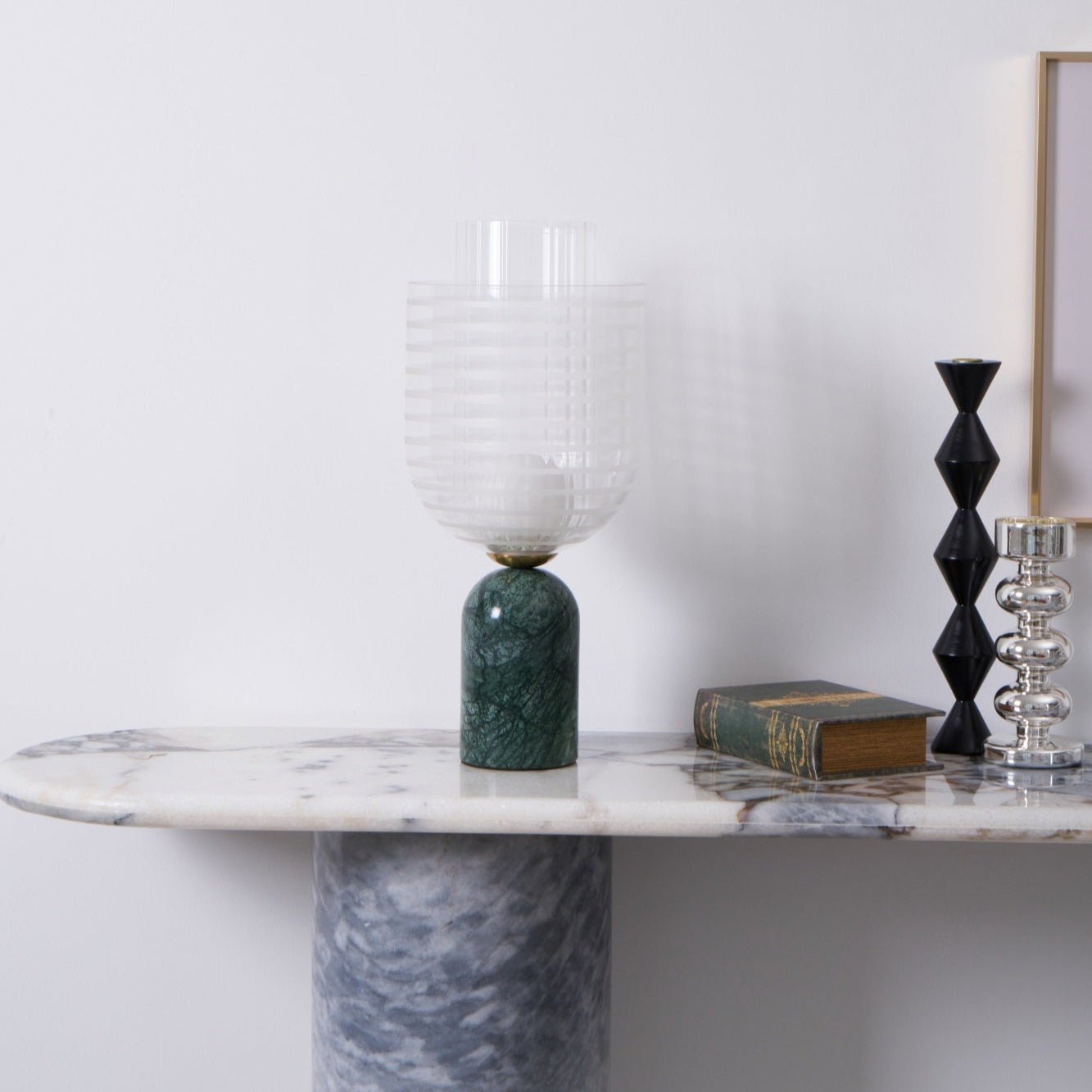 Lampe à poser moderne Banks en Marbre Vert et transparent