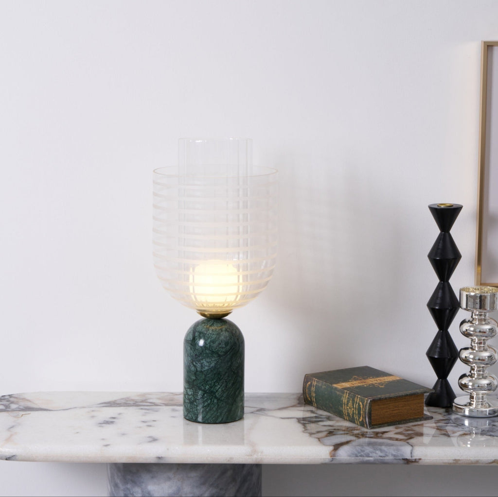 Lampe à poser moderne Banks en Marbre Vert et transparent