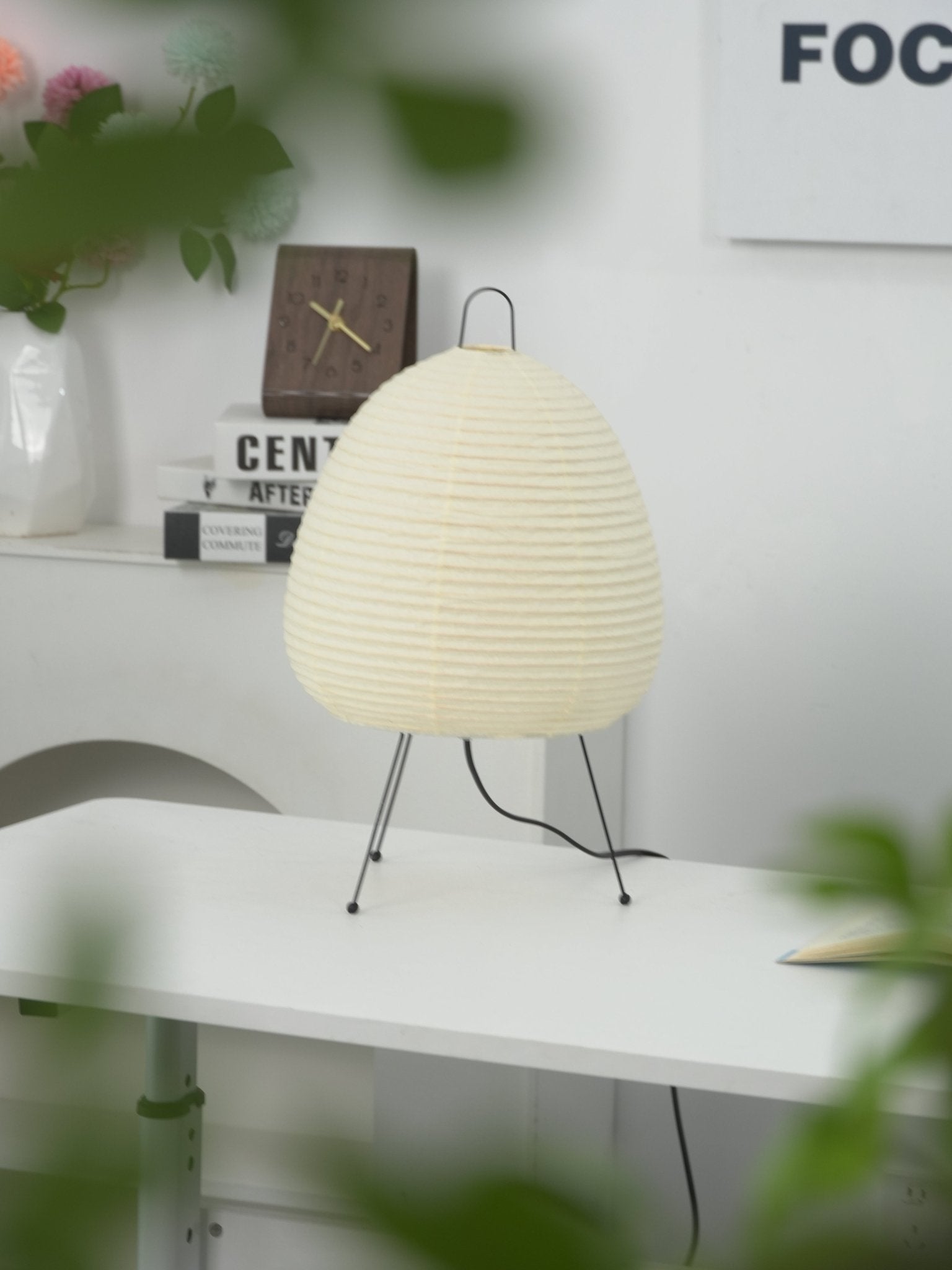 Lampe à poser moderne Fleming en papier Blanc