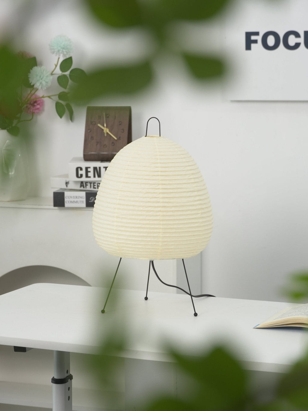 Lampe à poser moderne Fleming en papier Blanc