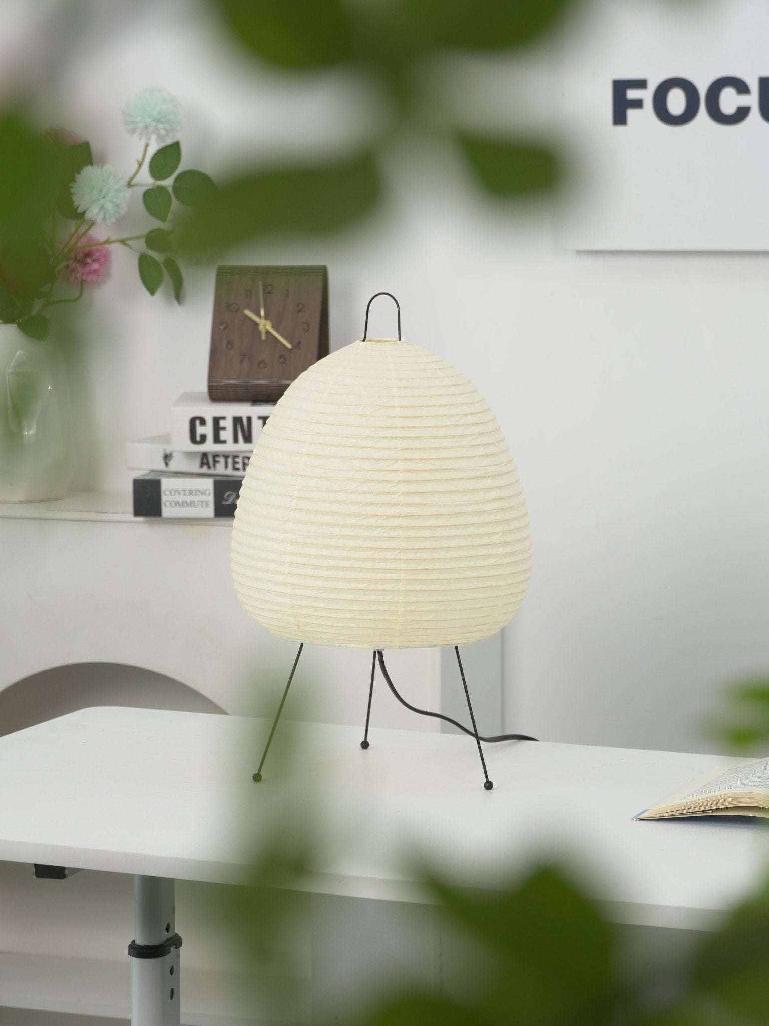 Lampe à poser moderne Fleming en papier Blanc