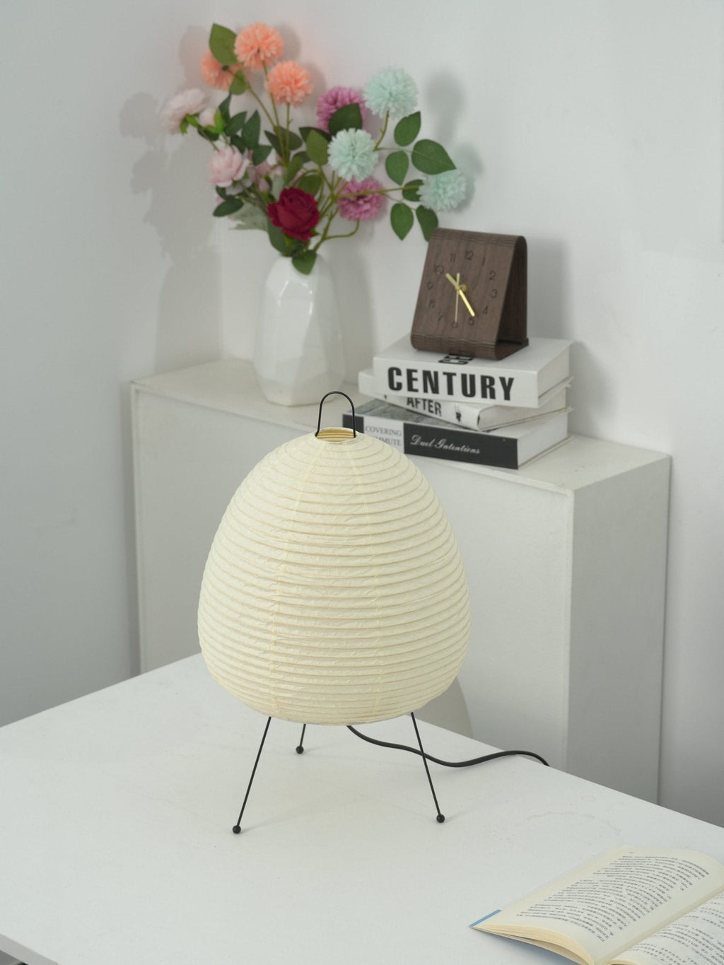 Lampe à poser moderne Fleming en papier Blanc