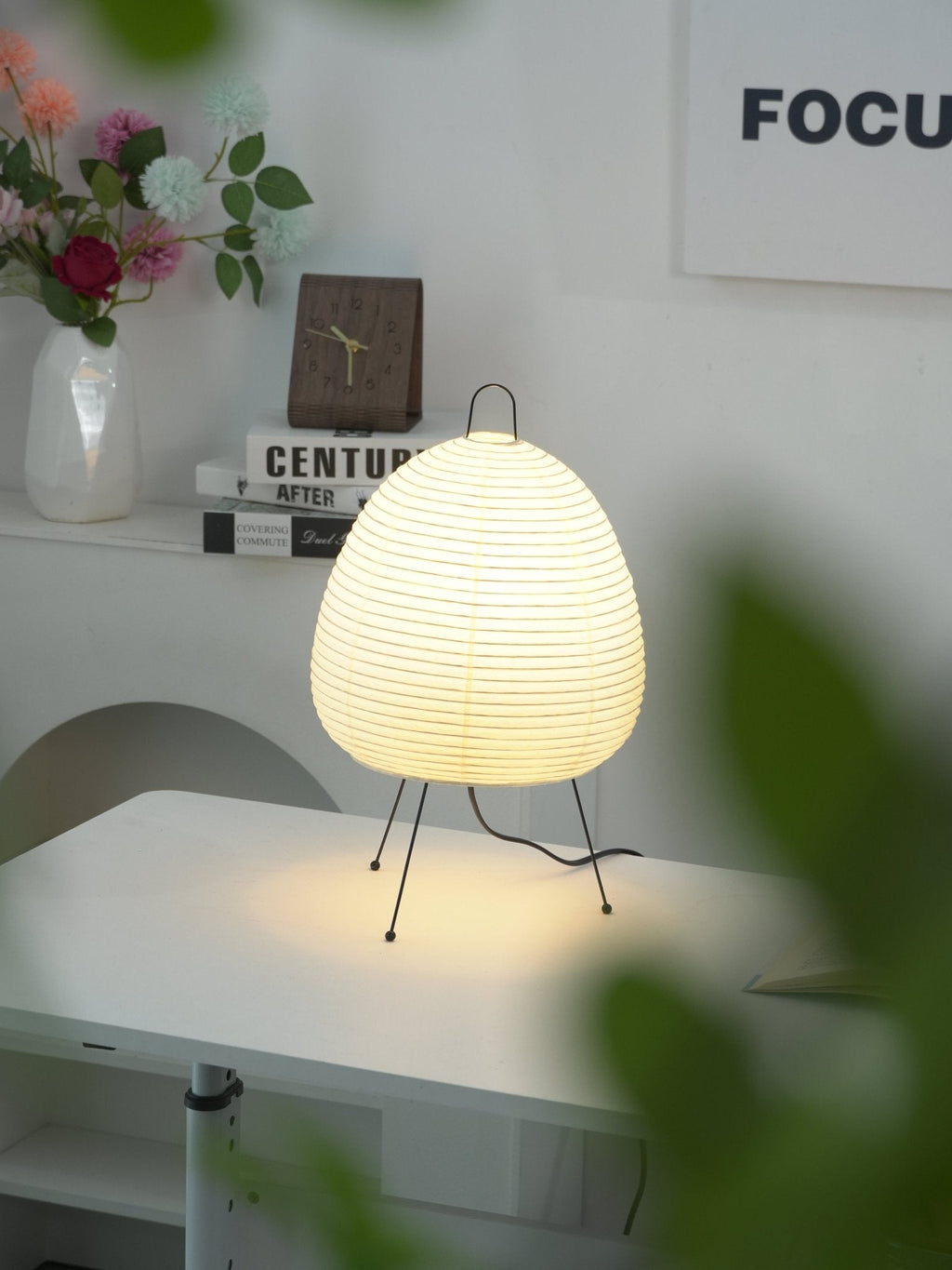 Lampe à poser moderne Fleming en papier Blanc