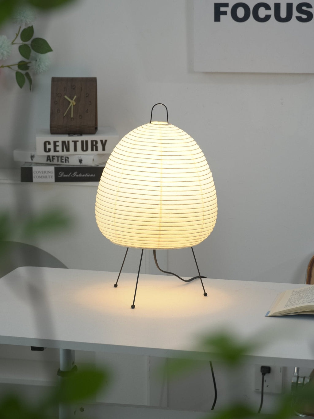 Lampe à poser moderne Fleming en papier Blanc