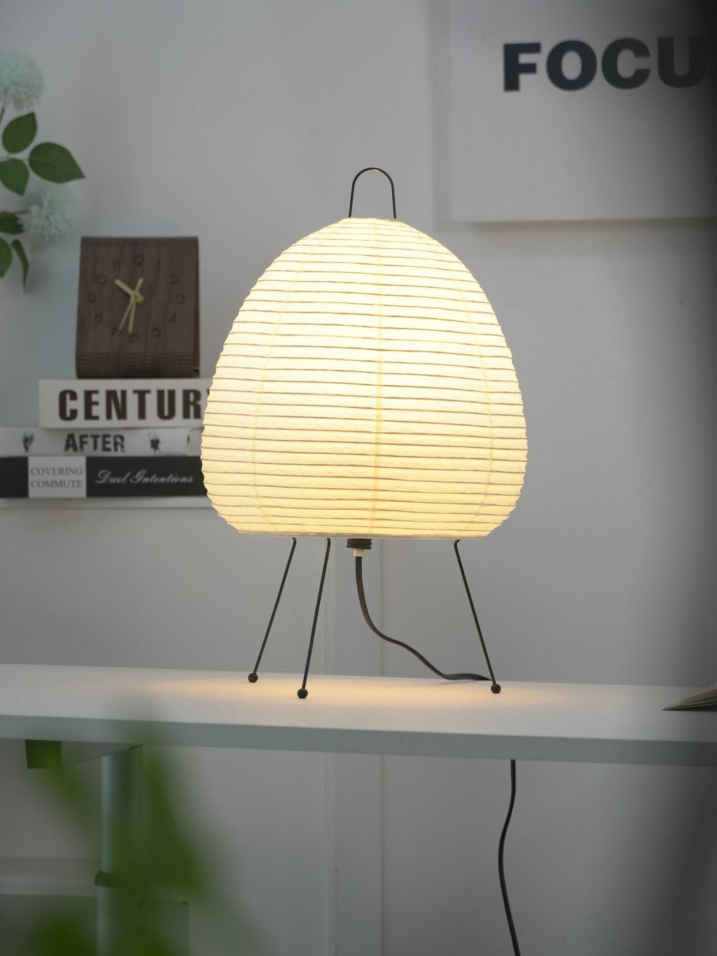 Lampe à poser moderne Fleming en papier Blanc