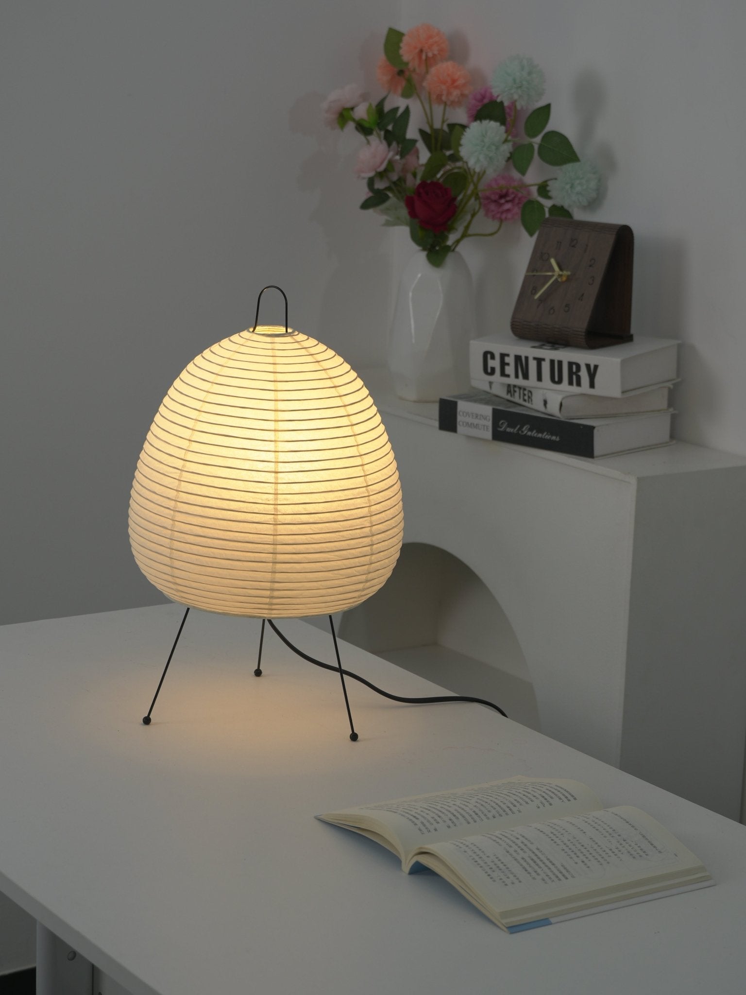 Lampe à poser moderne Fleming en papier Blanc