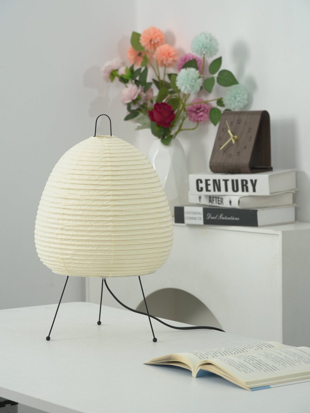 Lampe à poser moderne Fleming en papier Blanc