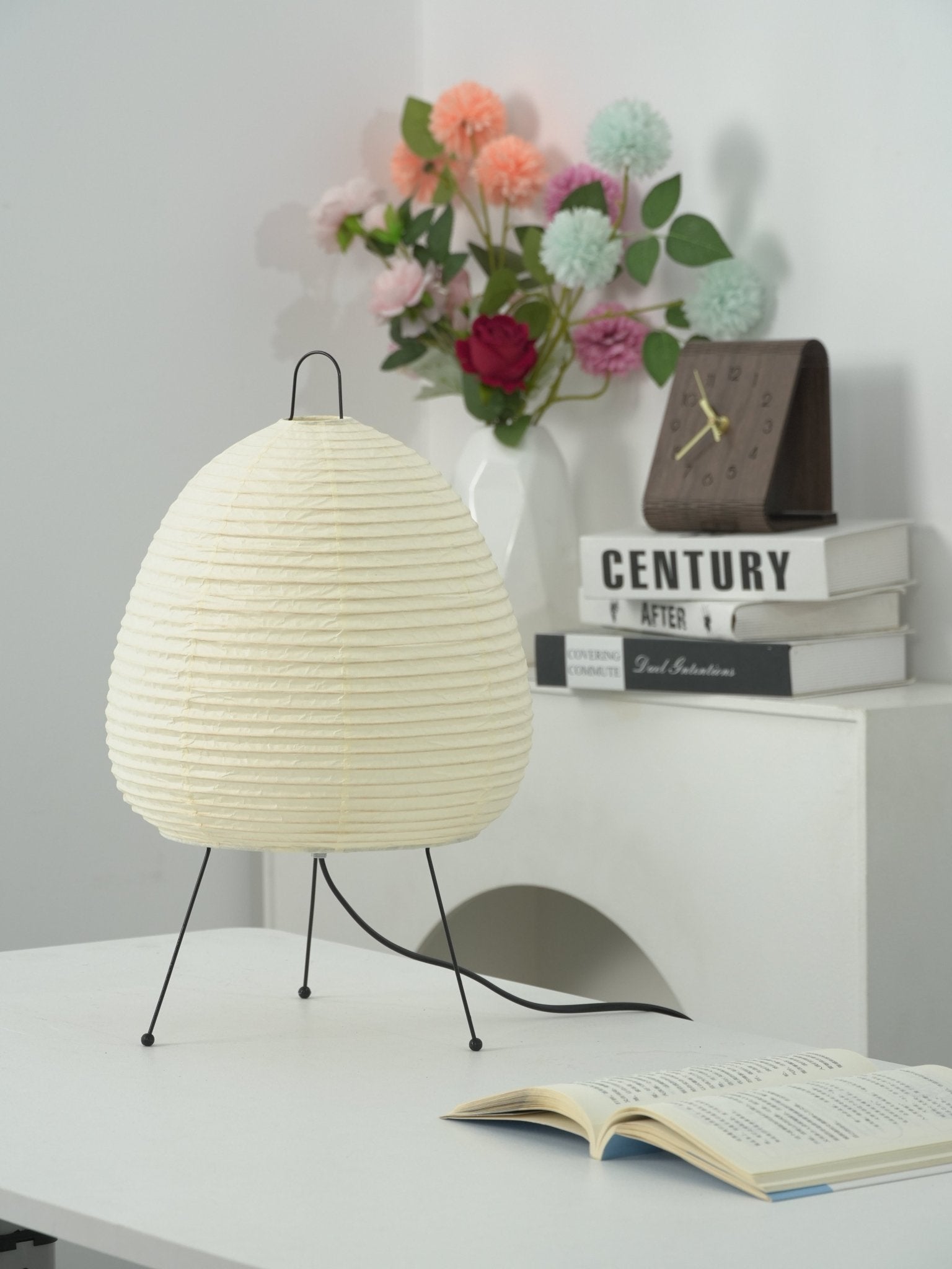 Lampe à poser moderne Fleming en papier Blanc