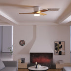 Ventilateur de plafond moderne Tarben en Noir et noyer bois