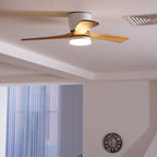 Ventilateur de plafond moderne Tarben en Noir et noyer bois