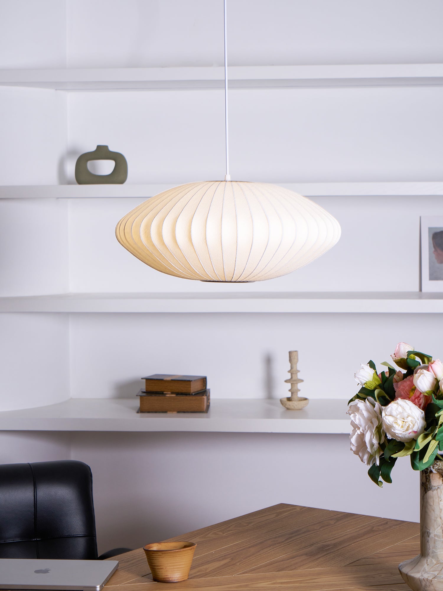 Suspension moderne Charlton en soie Blanc