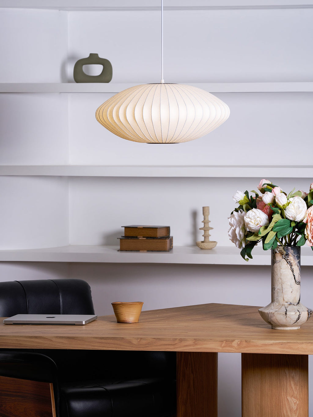 Suspension moderne Charlton en soie Blanc