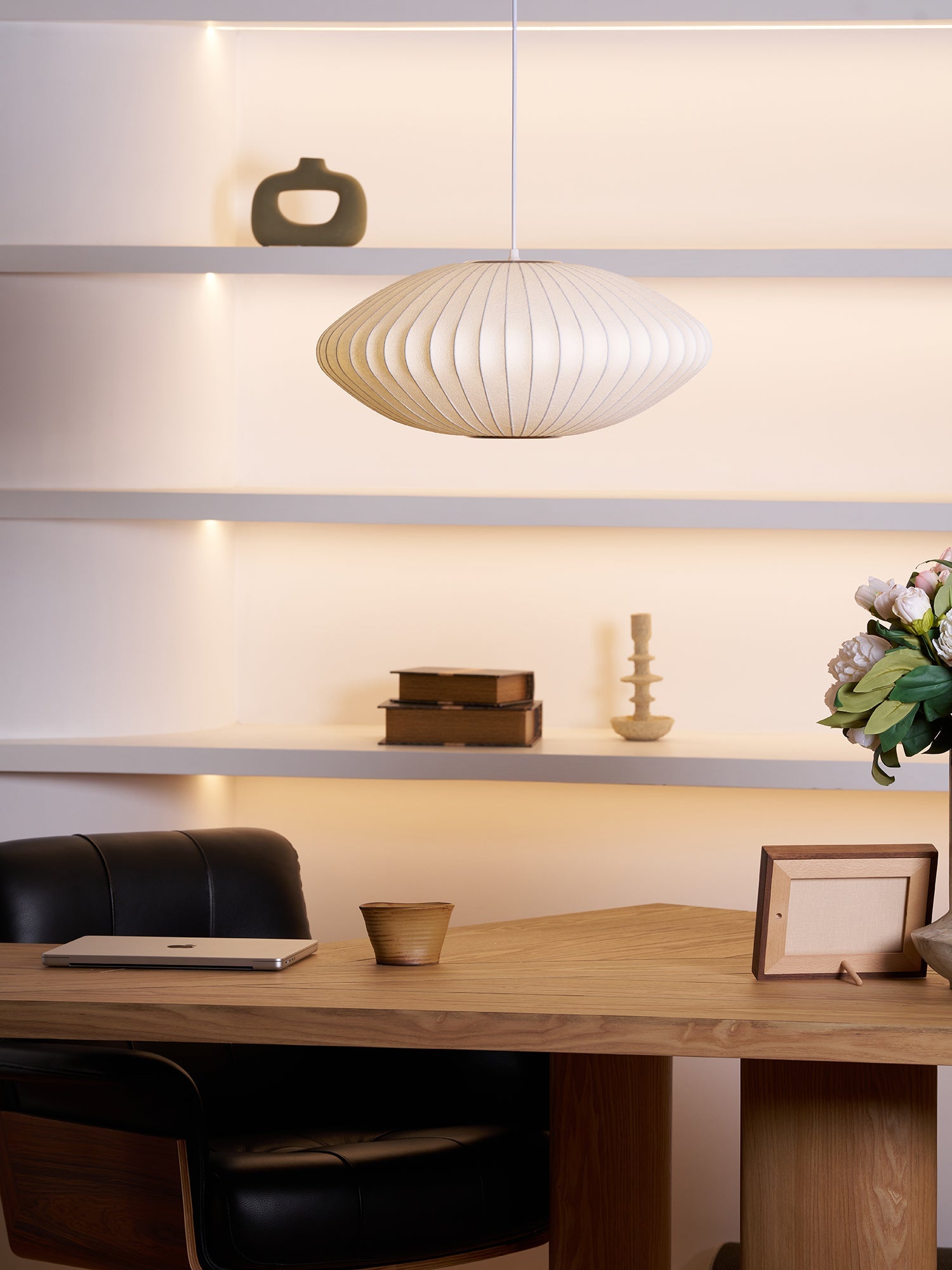 Suspension moderne Charlton en soie Blanc