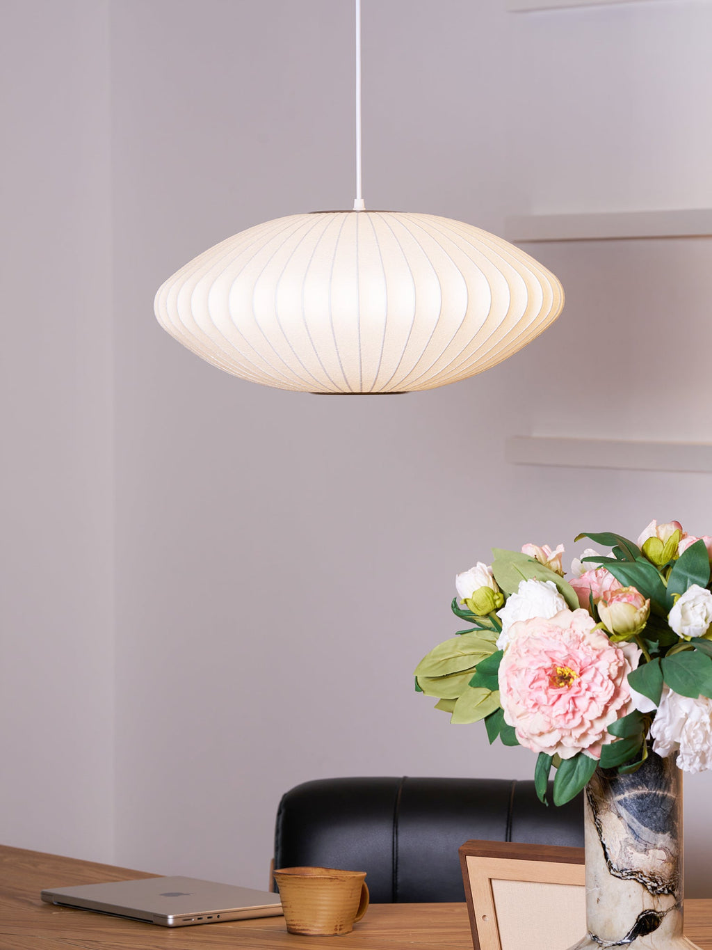 Suspension moderne Charlton en soie Blanc