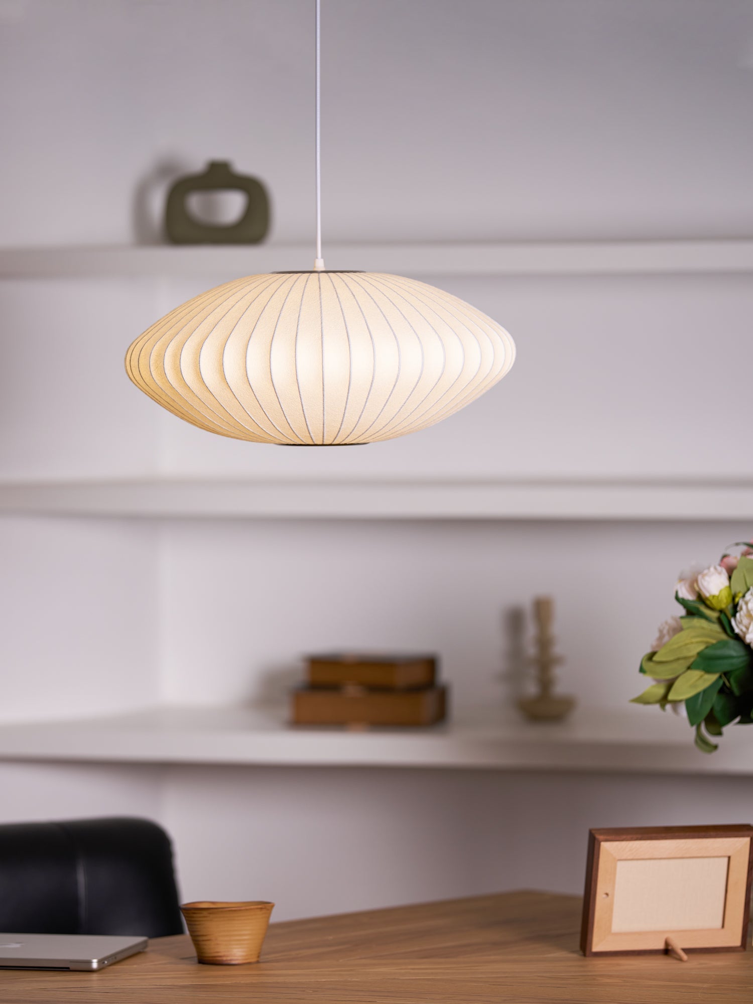 Suspension moderne Charlton en soie Blanc