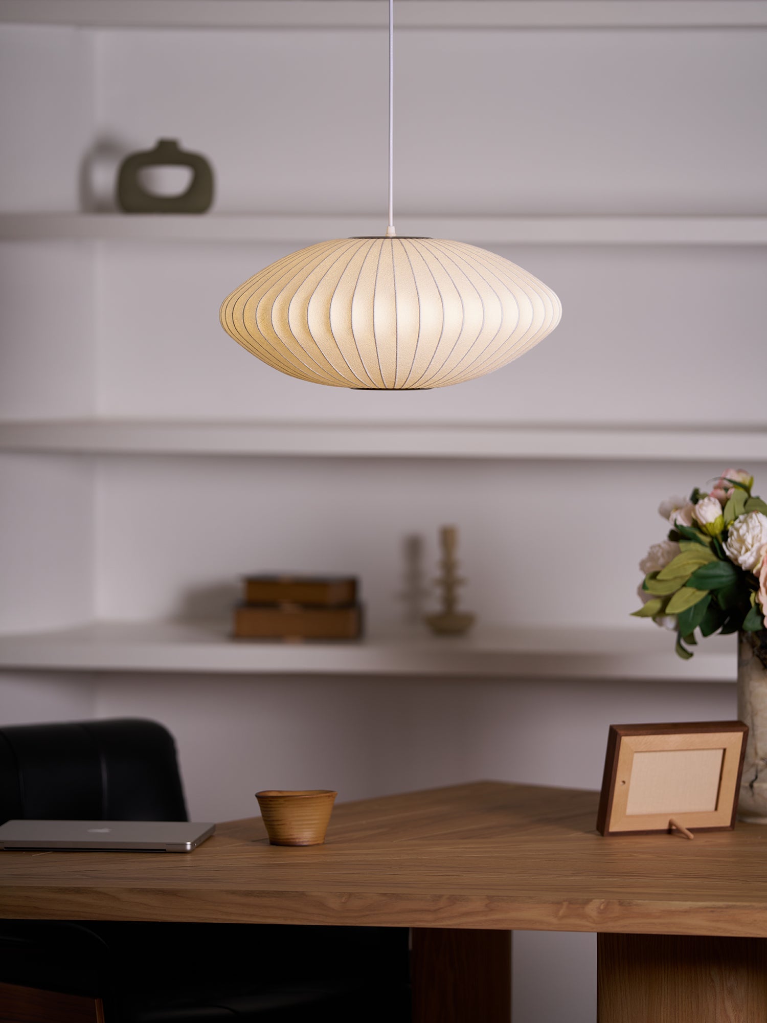 Suspension moderne Charlton en soie Blanc