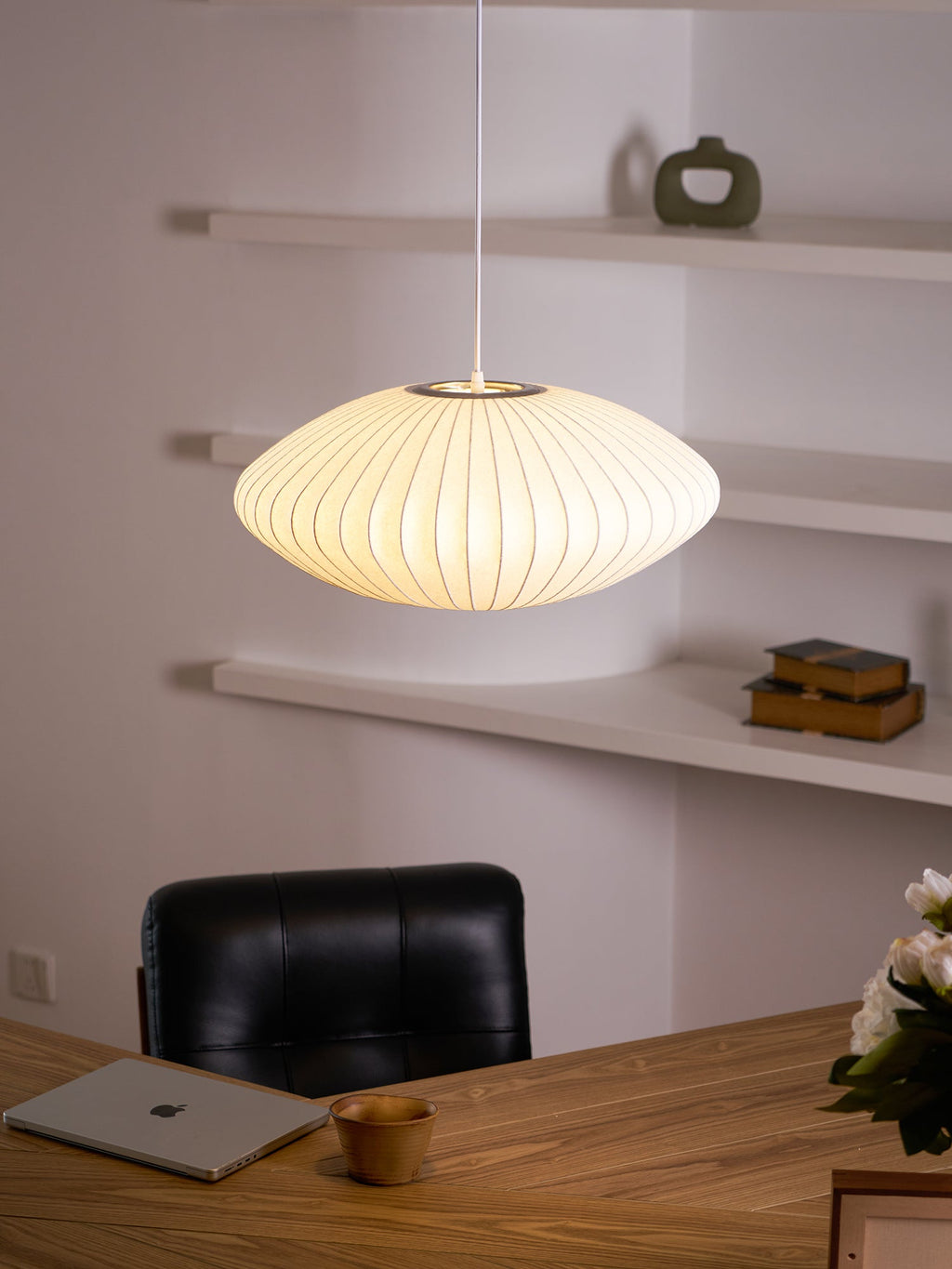 Suspension moderne Charlton en soie Blanc