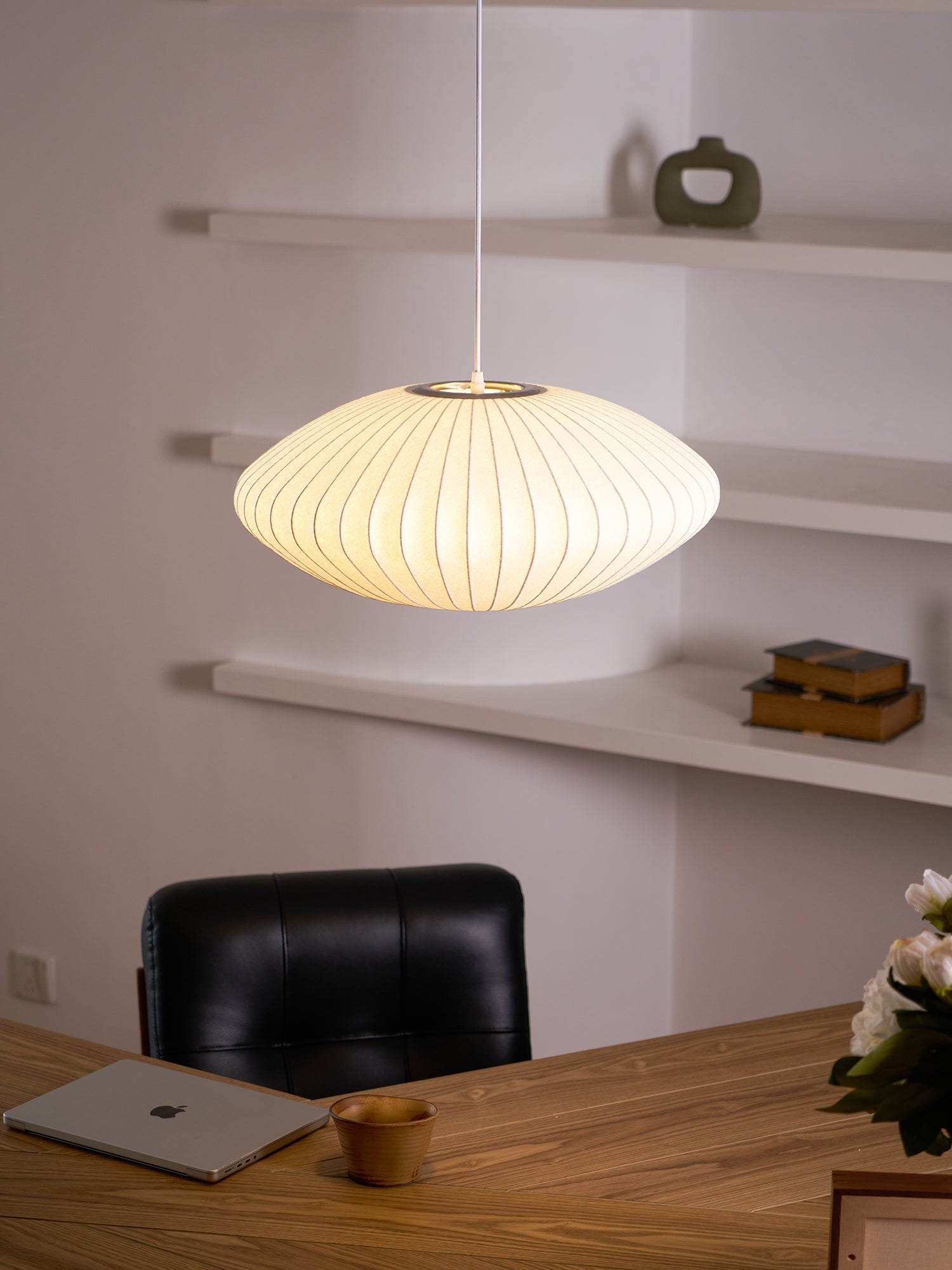 Suspension moderne Charlton en soie Blanc