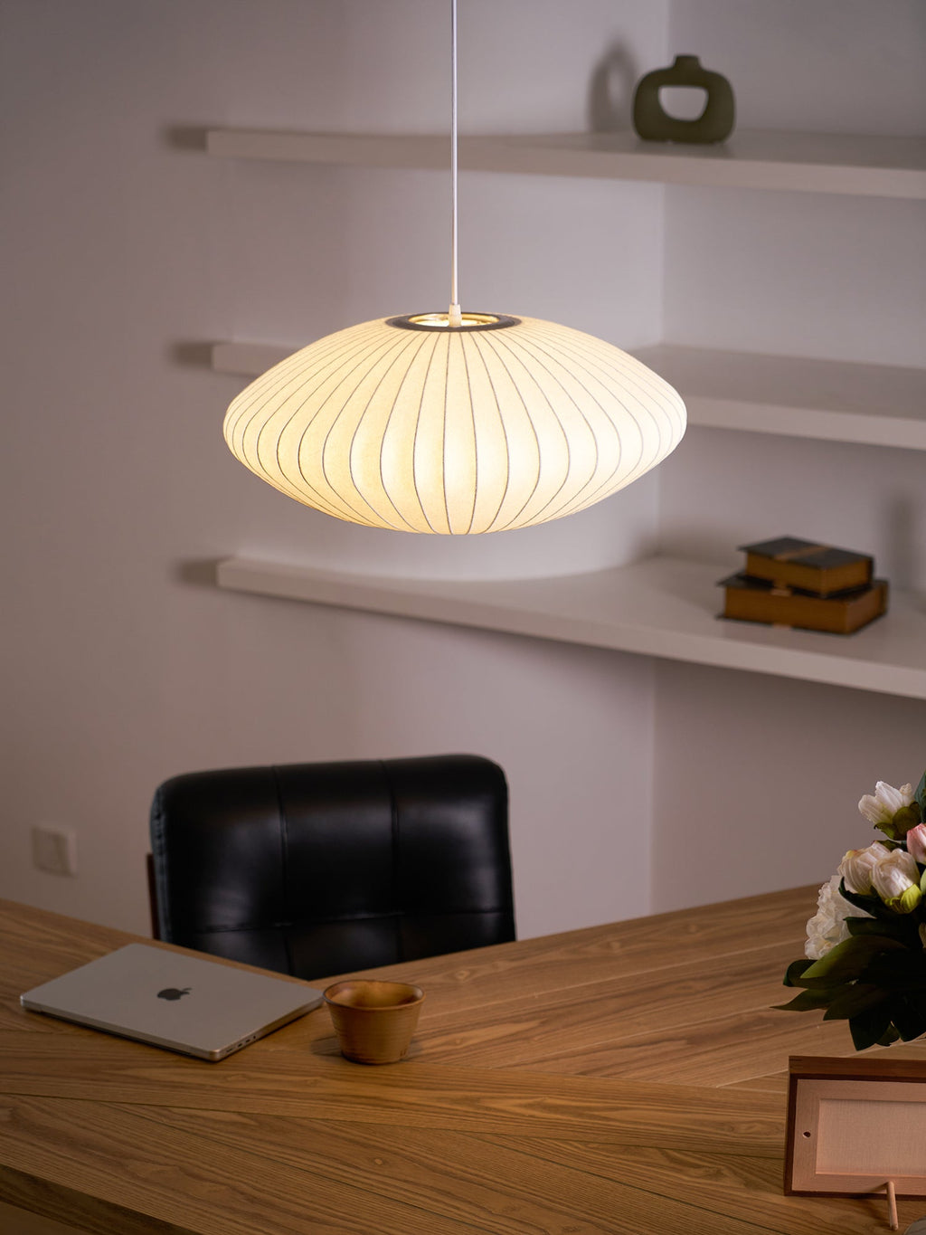 Suspension moderne Charlton en soie Blanc