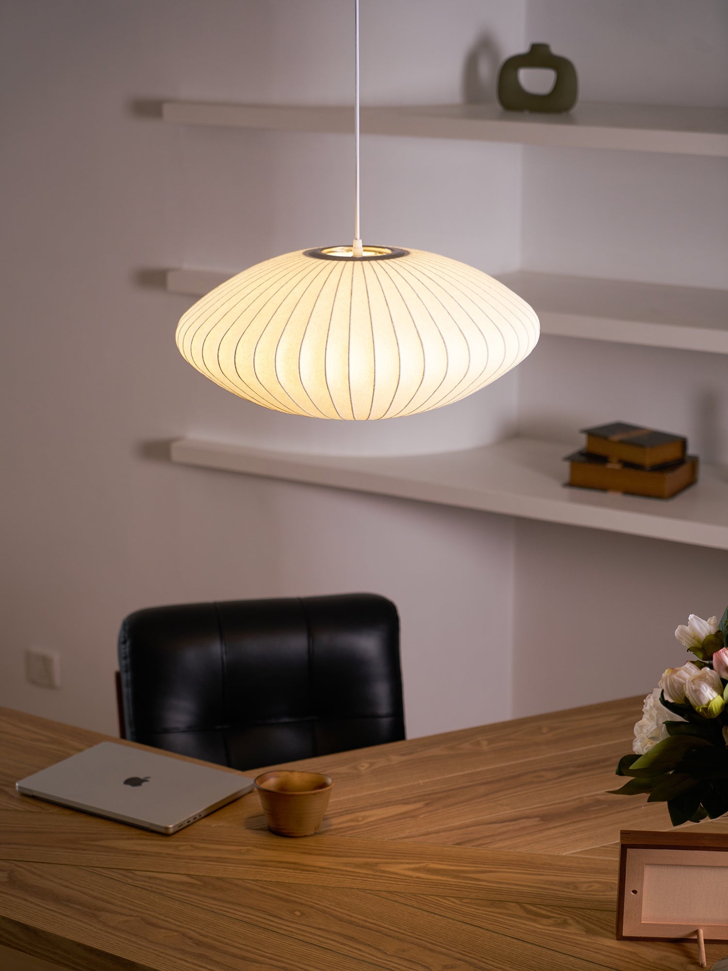 Suspension moderne Charlton en soie Blanc