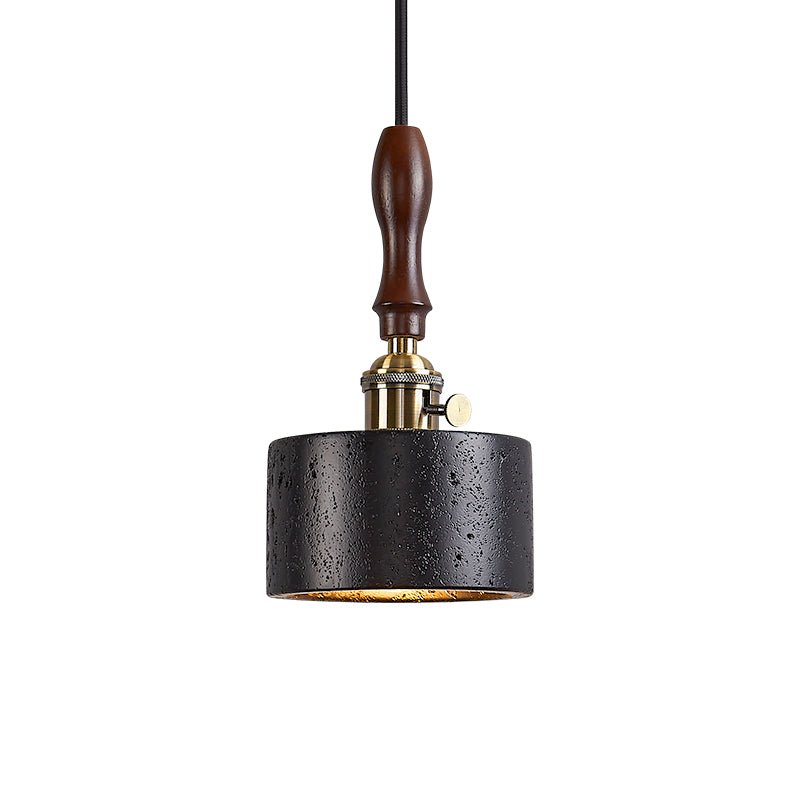 Suspension moderne Rain en Foncé noyer et noir travertin