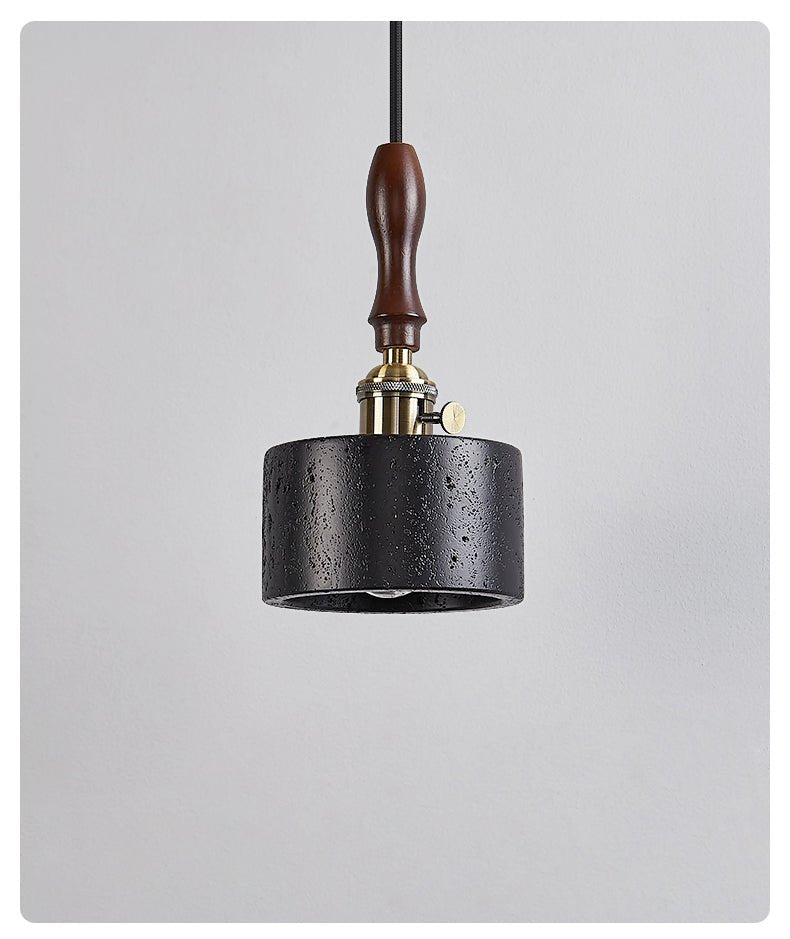 Suspension moderne Rain en Foncé noyer et travertin jaune
