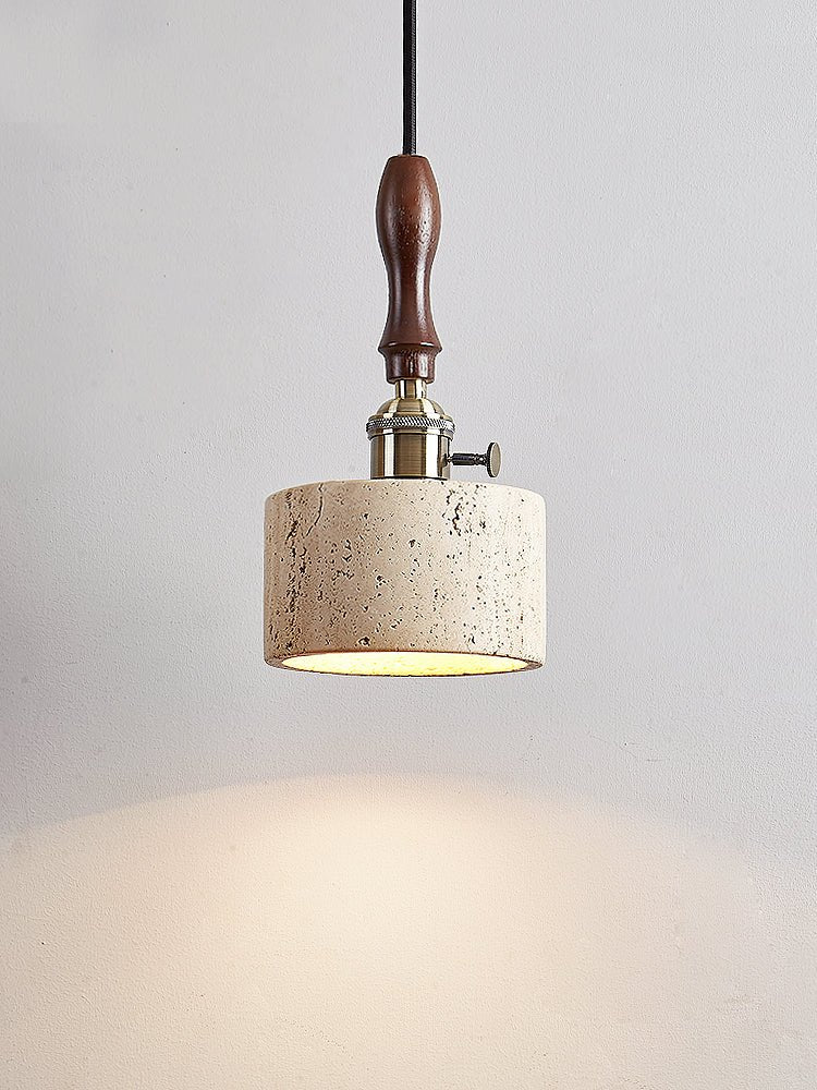 Suspension moderne Rain en Foncé noyer et travertin jaune
