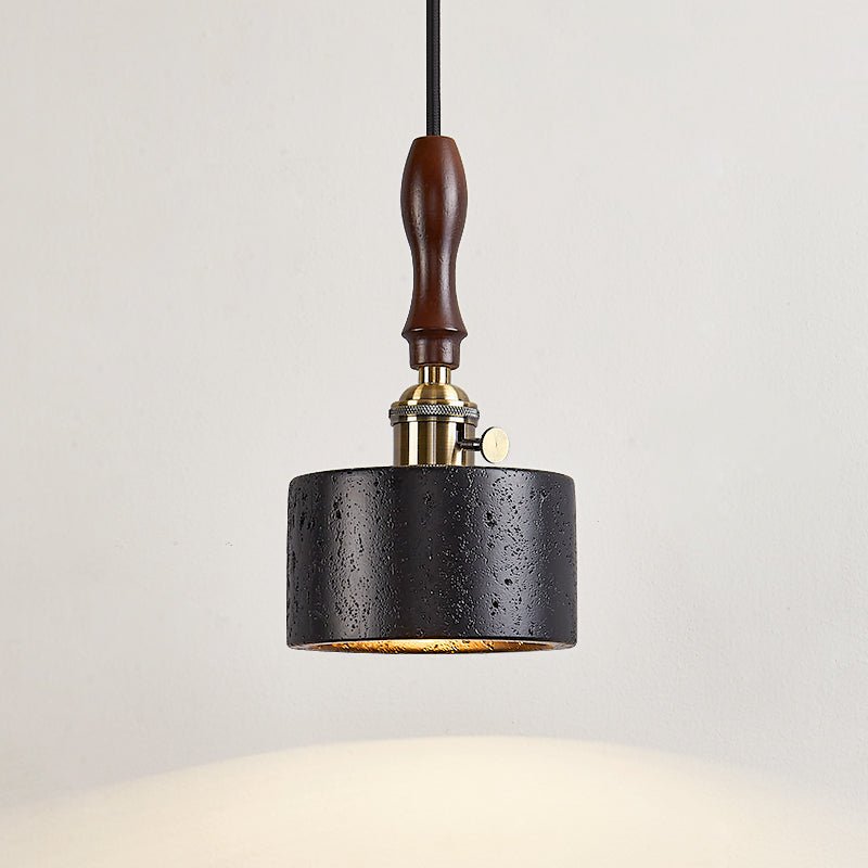 Suspension moderne Rain en Foncé noyer et noir travertin