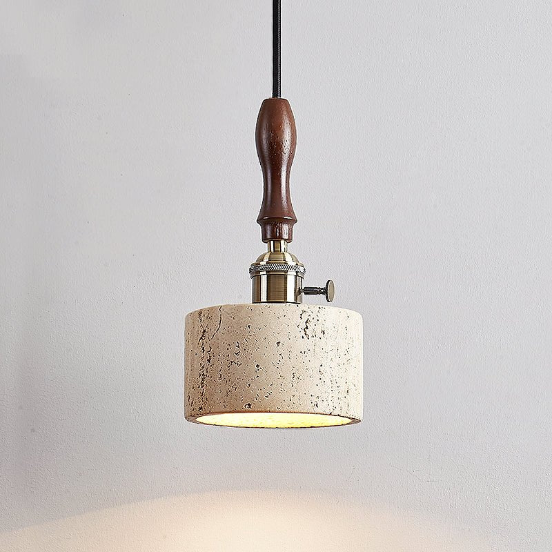 Suspension moderne Rain en Foncé noyer et travertin jaune