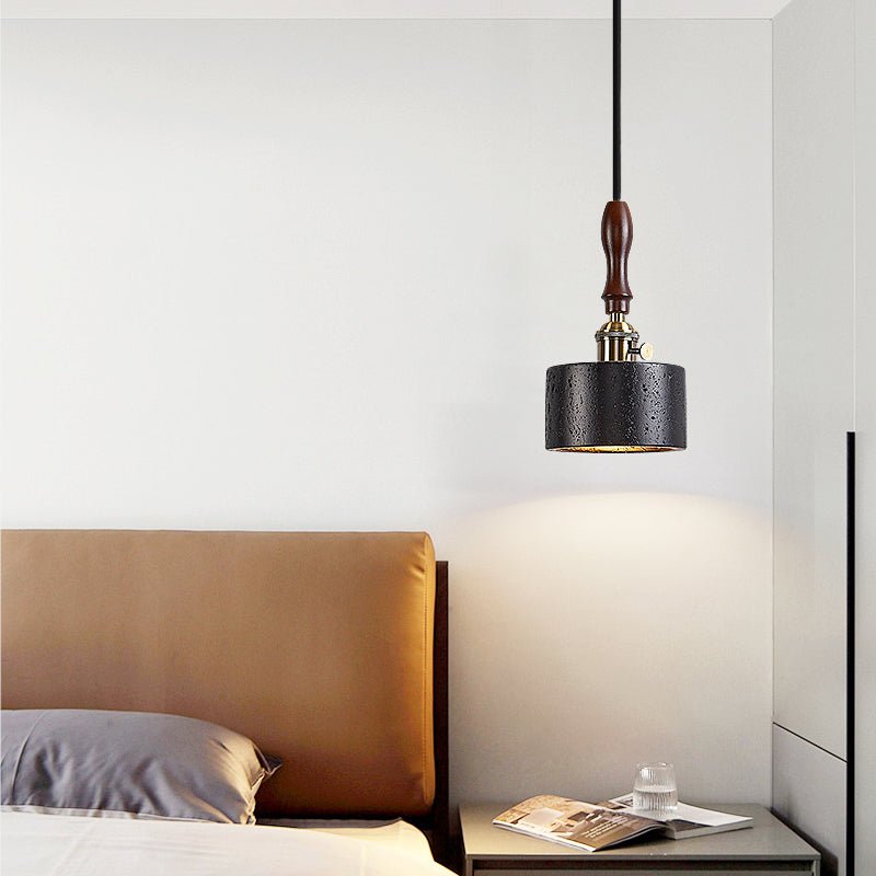 Suspension moderne Rain en Foncé noyer et noir travertin