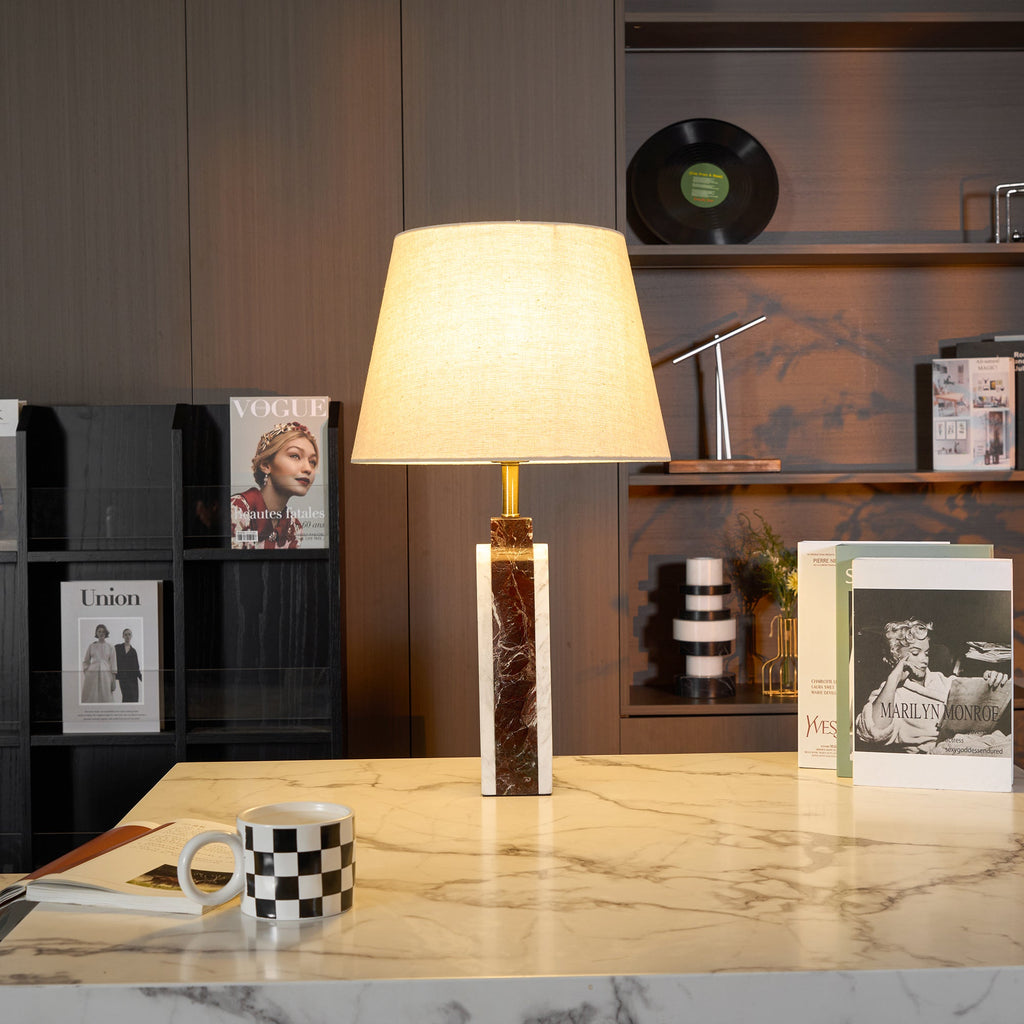 Lampe à poser moderne Steg en Foncé violet et blanc marbre