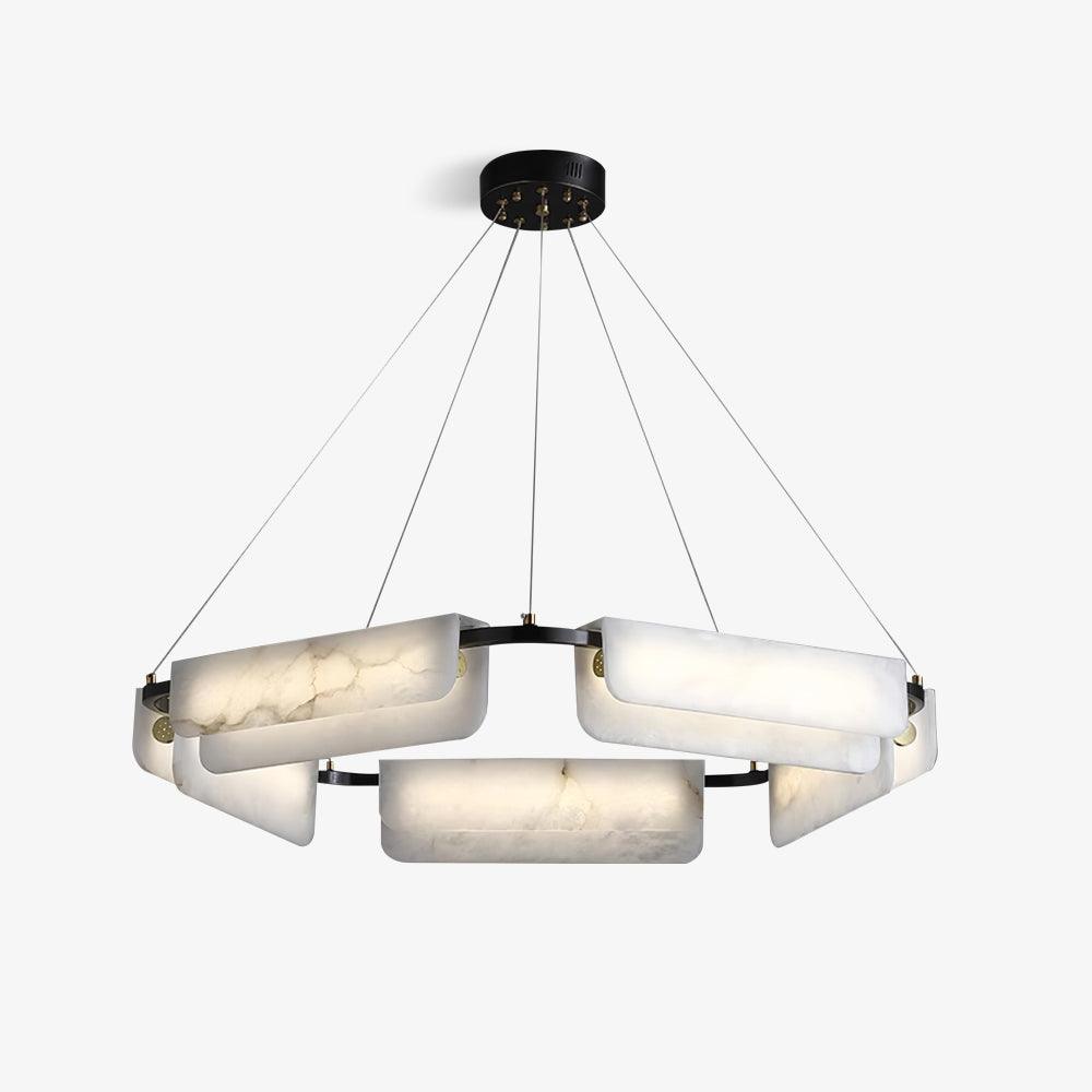 Lustre moderne Glendon en Noir et albâtre blanc