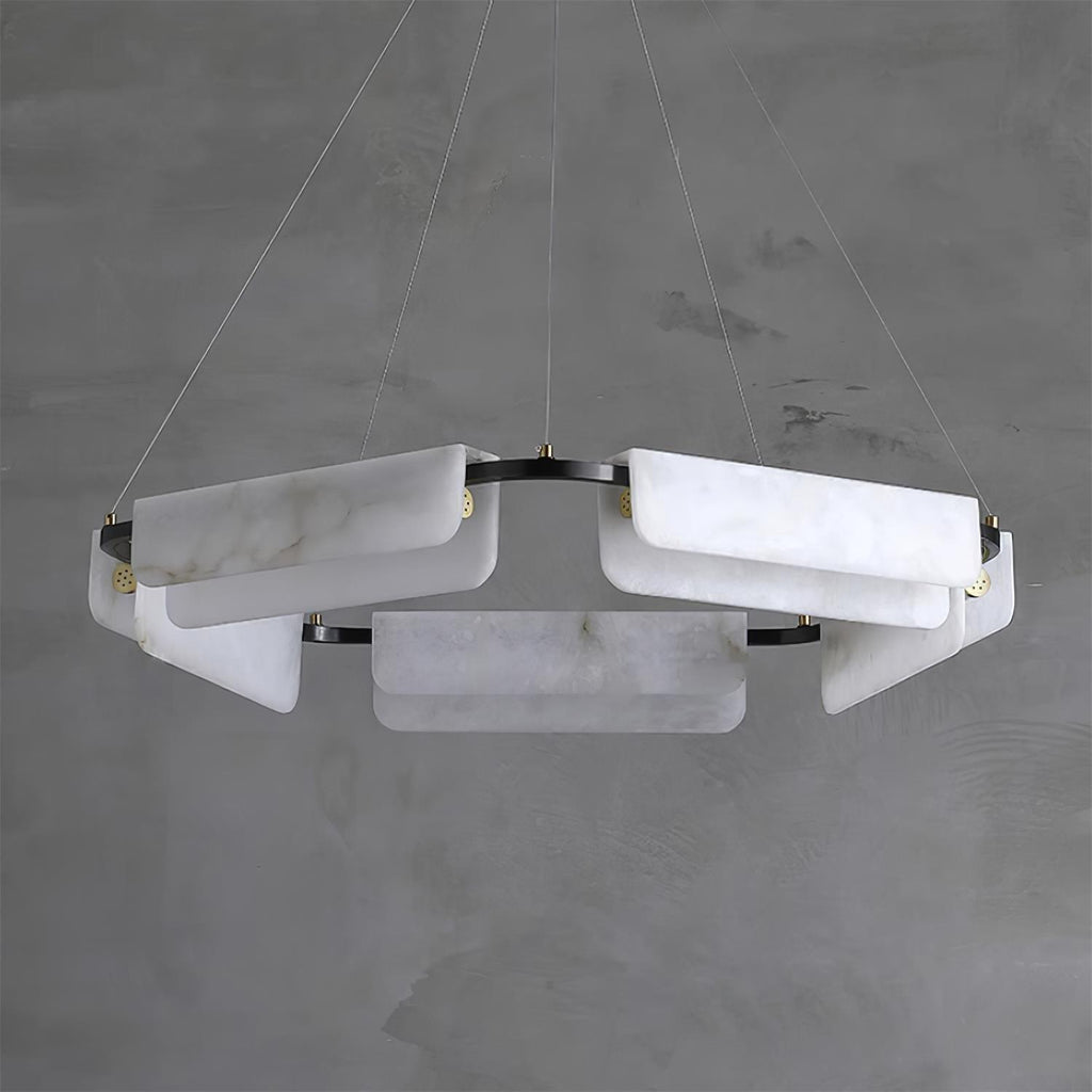 Lustre moderne Glendon en Noir et albâtre blanc