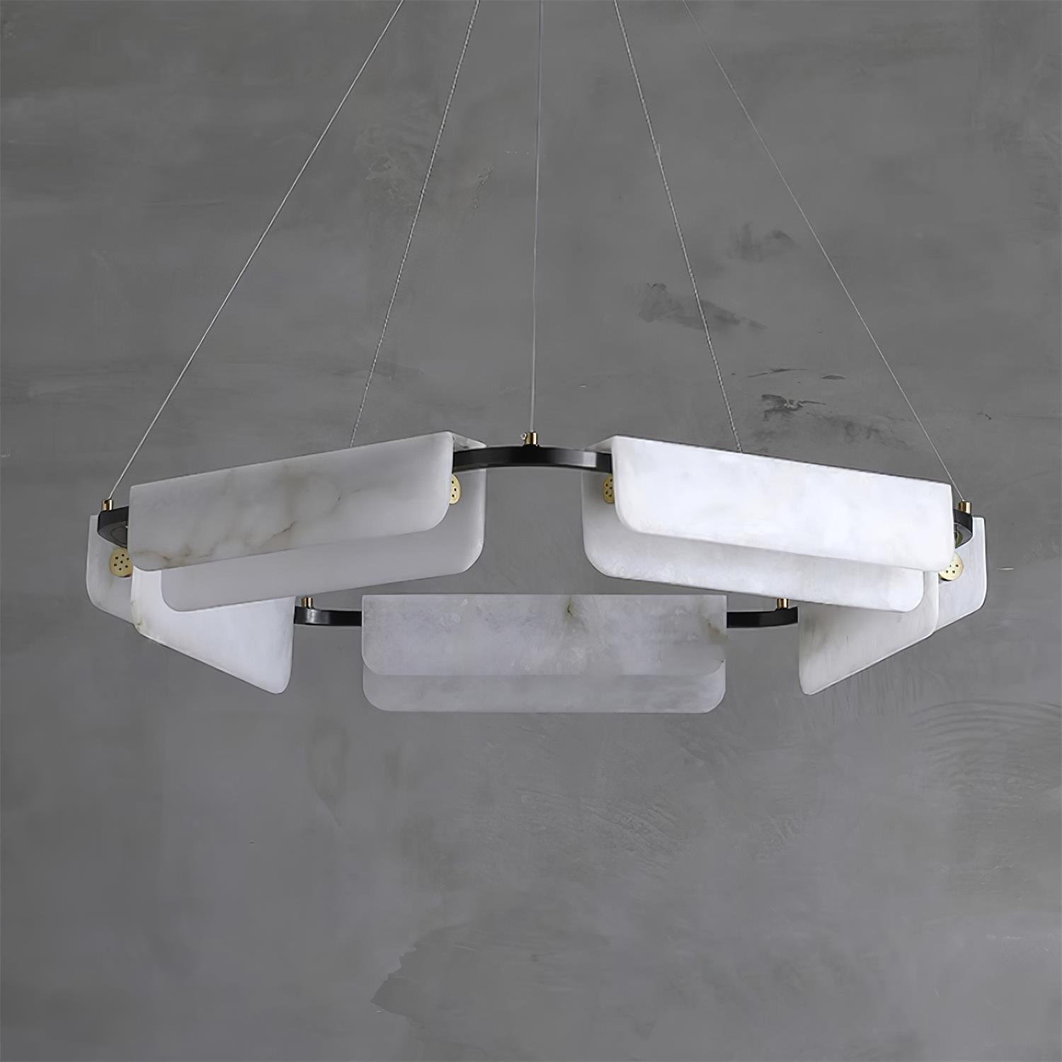 Lustre moderne Glendon en Noir et albâtre blanc