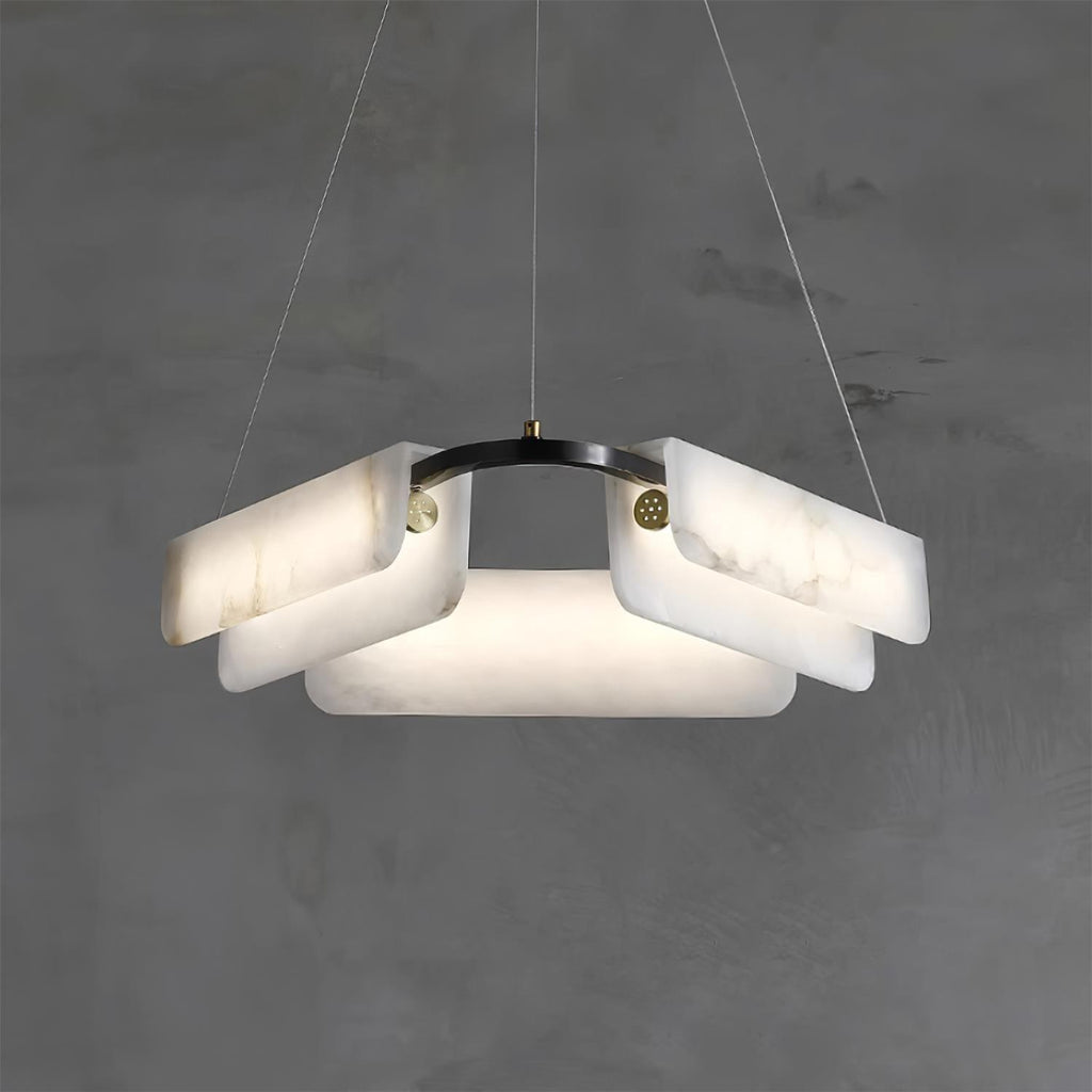 Lustre moderne Glendon en Noir et albâtre blanc