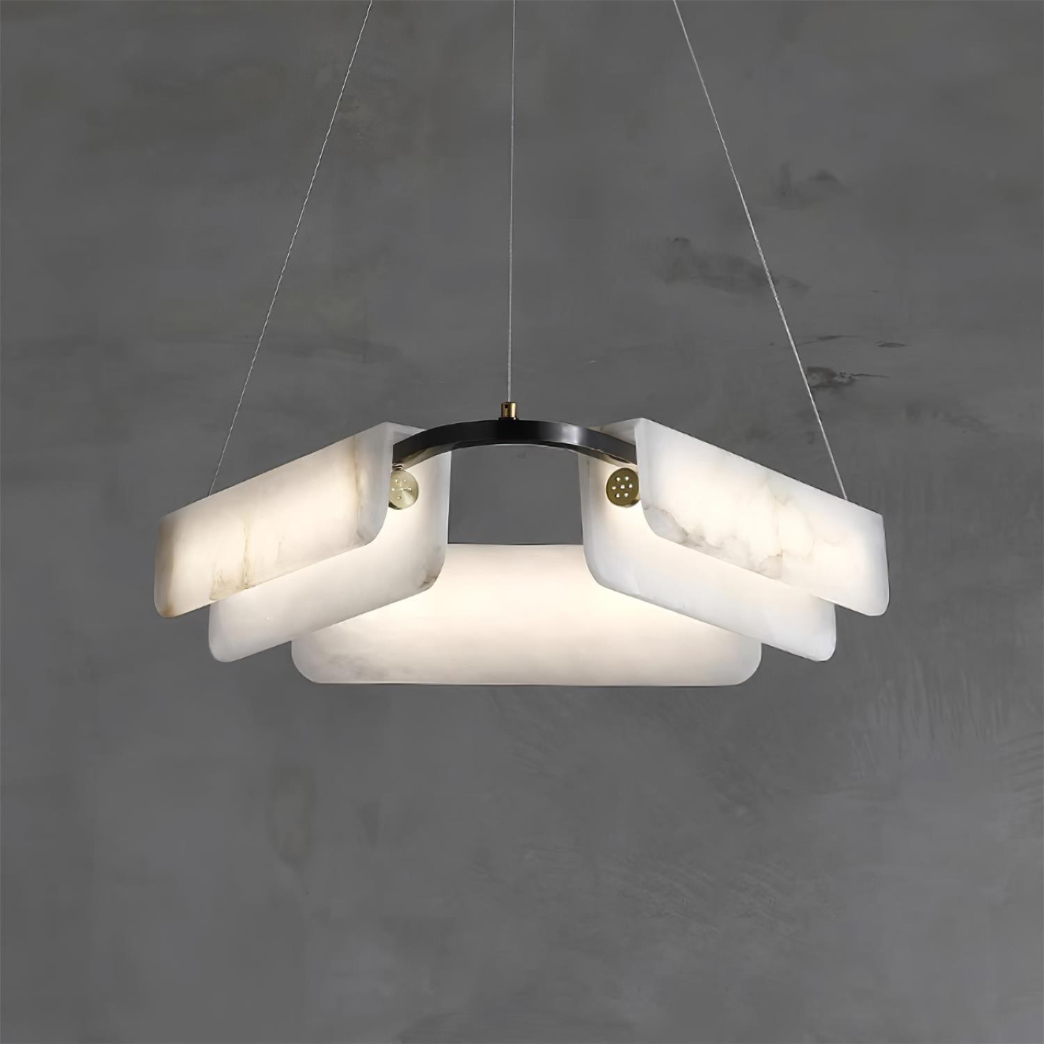 Lustre moderne Glendon en Noir et albâtre blanc