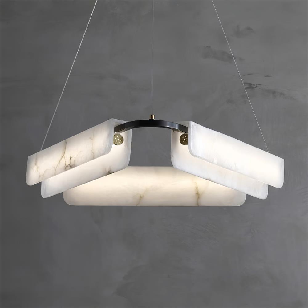 Lustre moderne Glendon en Noir et albâtre blanc