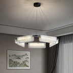 Lustre moderne Glendon en Noir et albâtre blanc