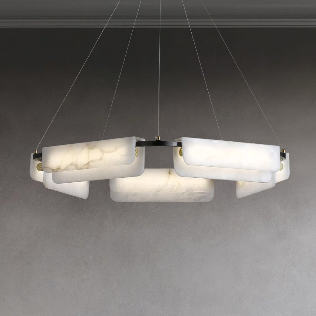 Lustre moderne Glendon en Noir et albâtre blanc