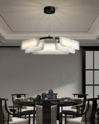 Lustre moderne Glendon en Noir et albâtre blanc