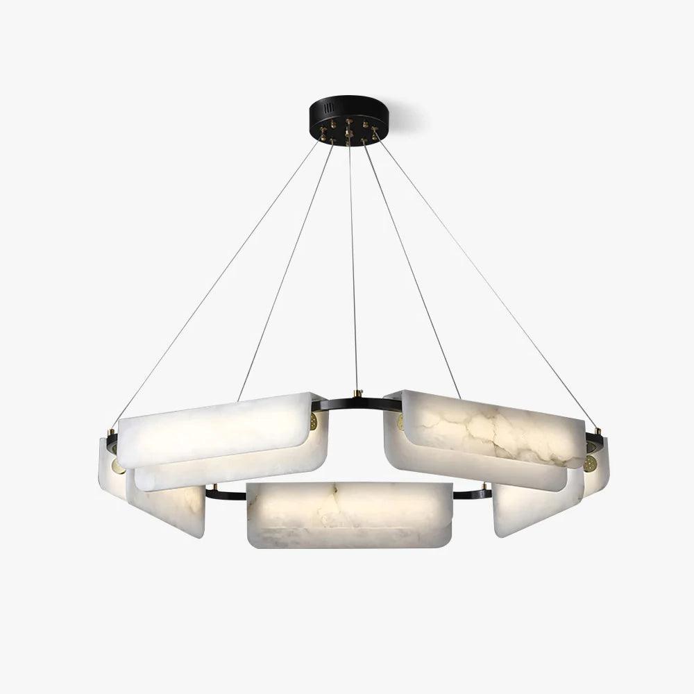 Lustre moderne Glendon en Noir et albâtre blanc