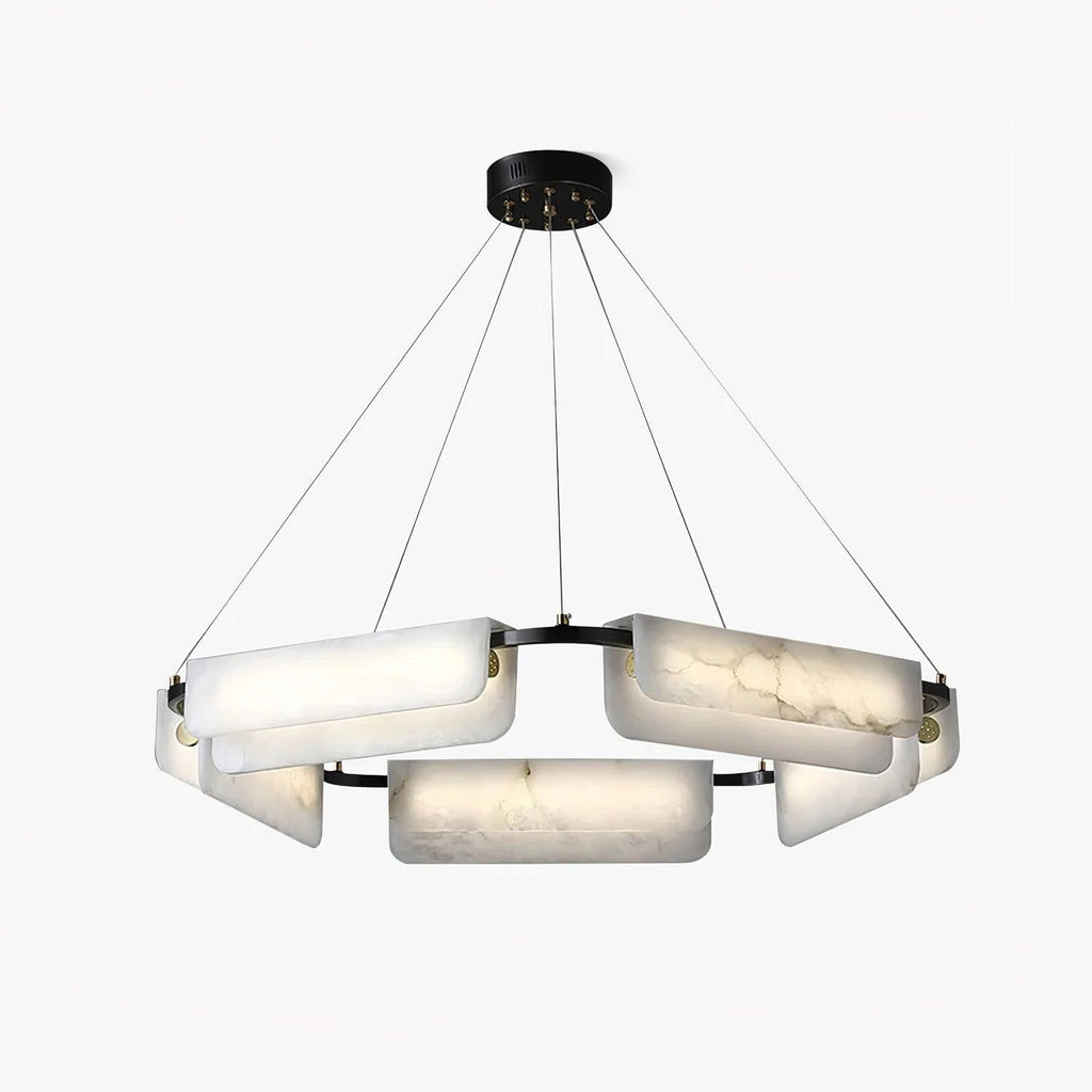 Lustre moderne Glendon en Noir et albâtre blanc