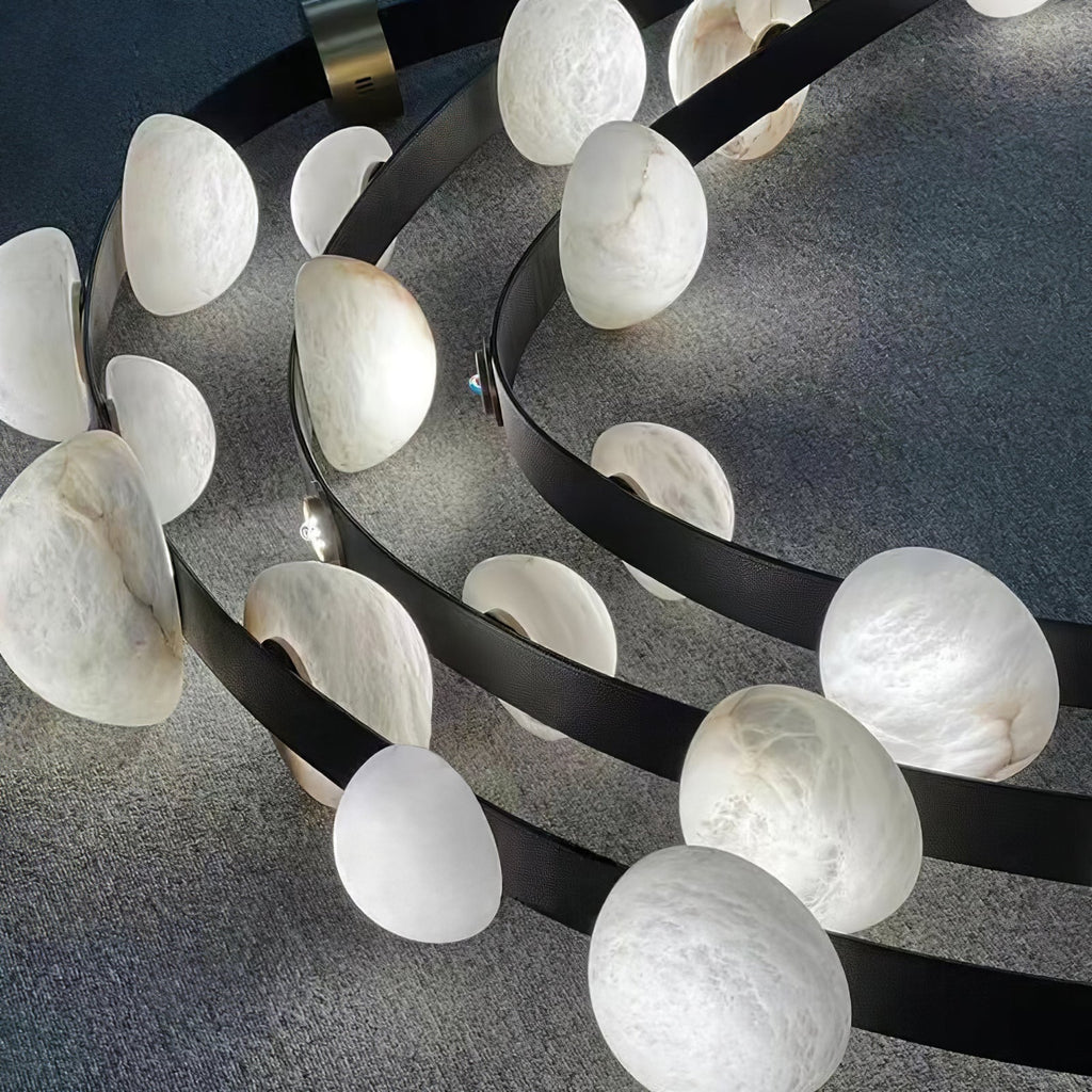 Lustre moderne Amir en Albâtre Noir et blanc