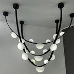 Lustre moderne Amir en Albâtre Noir et blanc